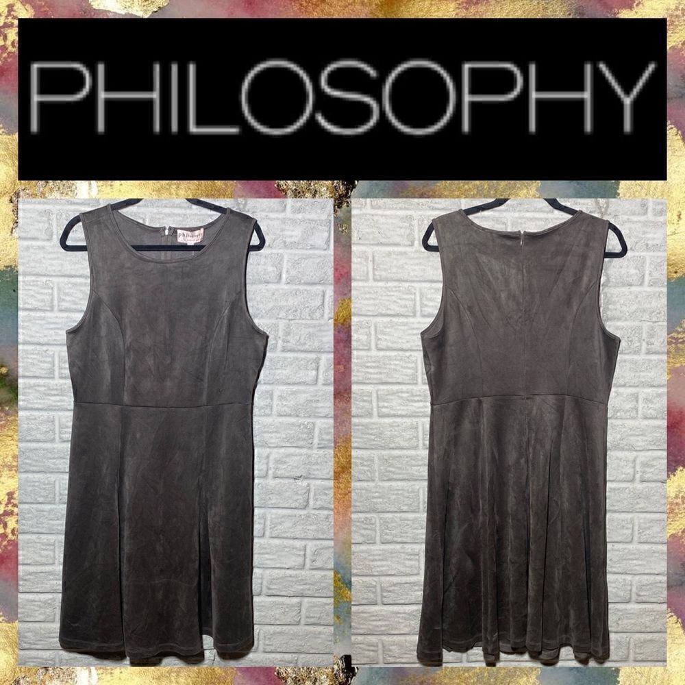 NWT MSRP $118 philosophy Scoop Neck Faux Suede Dress Women's Size 12